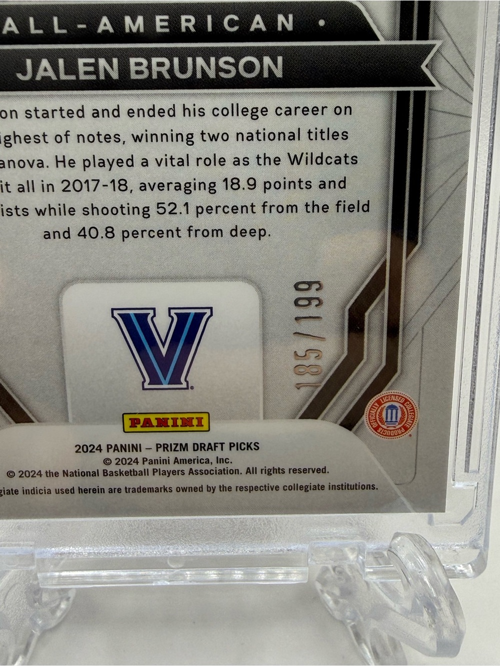 2024-25 Panini Prizm Draft Picks - All-American Jalen Brunson #7 Blue Prizm /199 - Picture 4 of 4